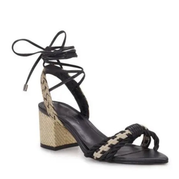 Dolce Vita black cream Prim Ankle Wrap Pointed Toe block heel Sandals size 11 - Picture 6 of 8